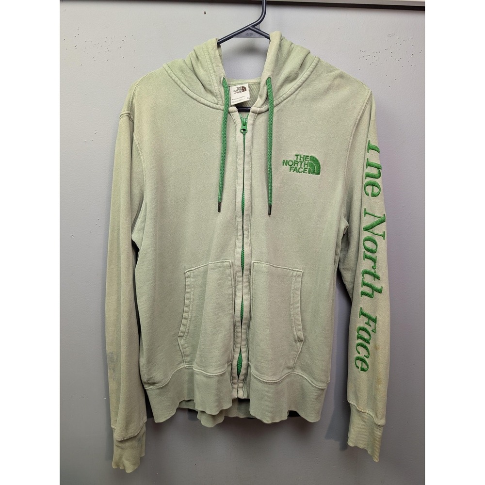 The North Face Hoodie Womens M Green Full Zip Logo Sleeve Athletic 12836‎